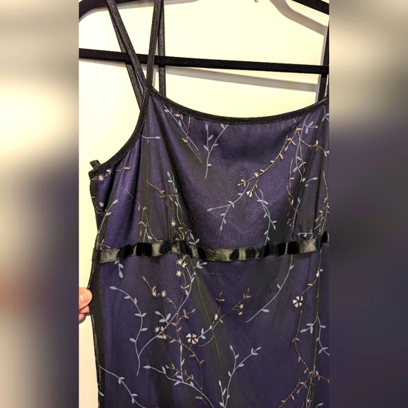 Vintage Y2K semi formal long dress floral glitter - Picture 2 of 4